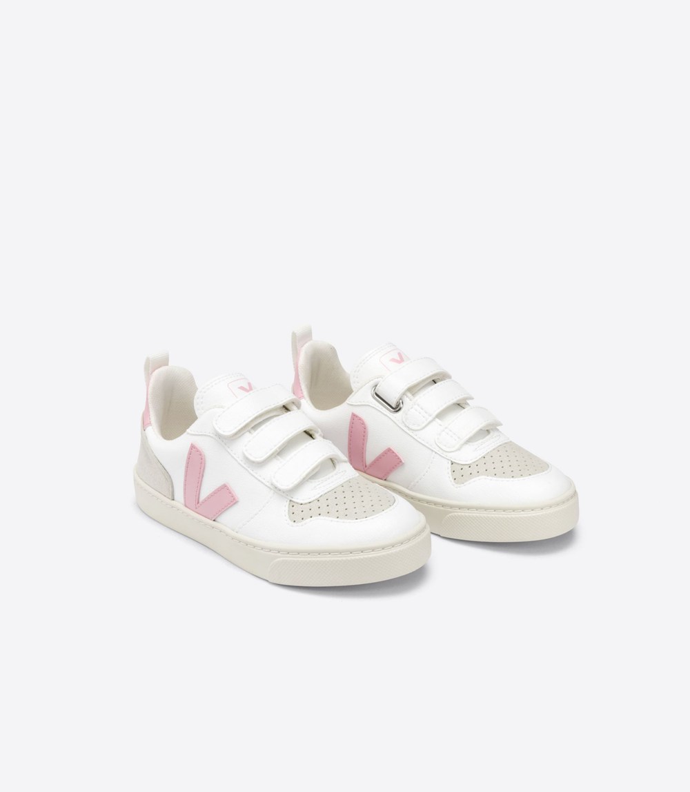 Veja Trainers Kids White/Pink - V-10 Velcro Cwl - WHGN-65234